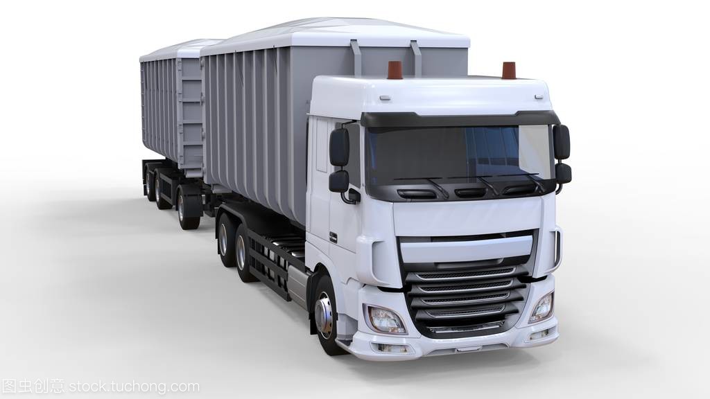 大白色卡車與分離式拖車 農(nóng)業(yè)與建筑散料運輸?shù)默F(xiàn)代化解決方案